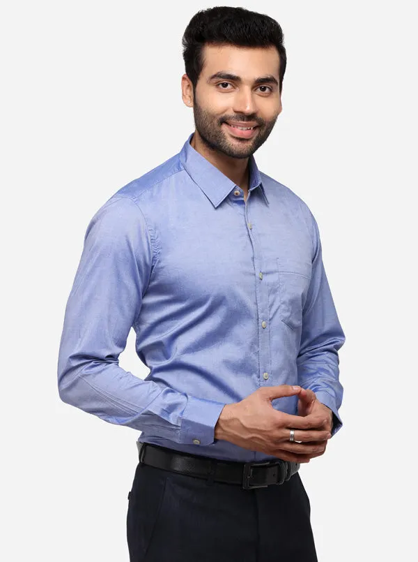 Sky Blue Tailored Fit Solid Casual Shirt | JadeBlue