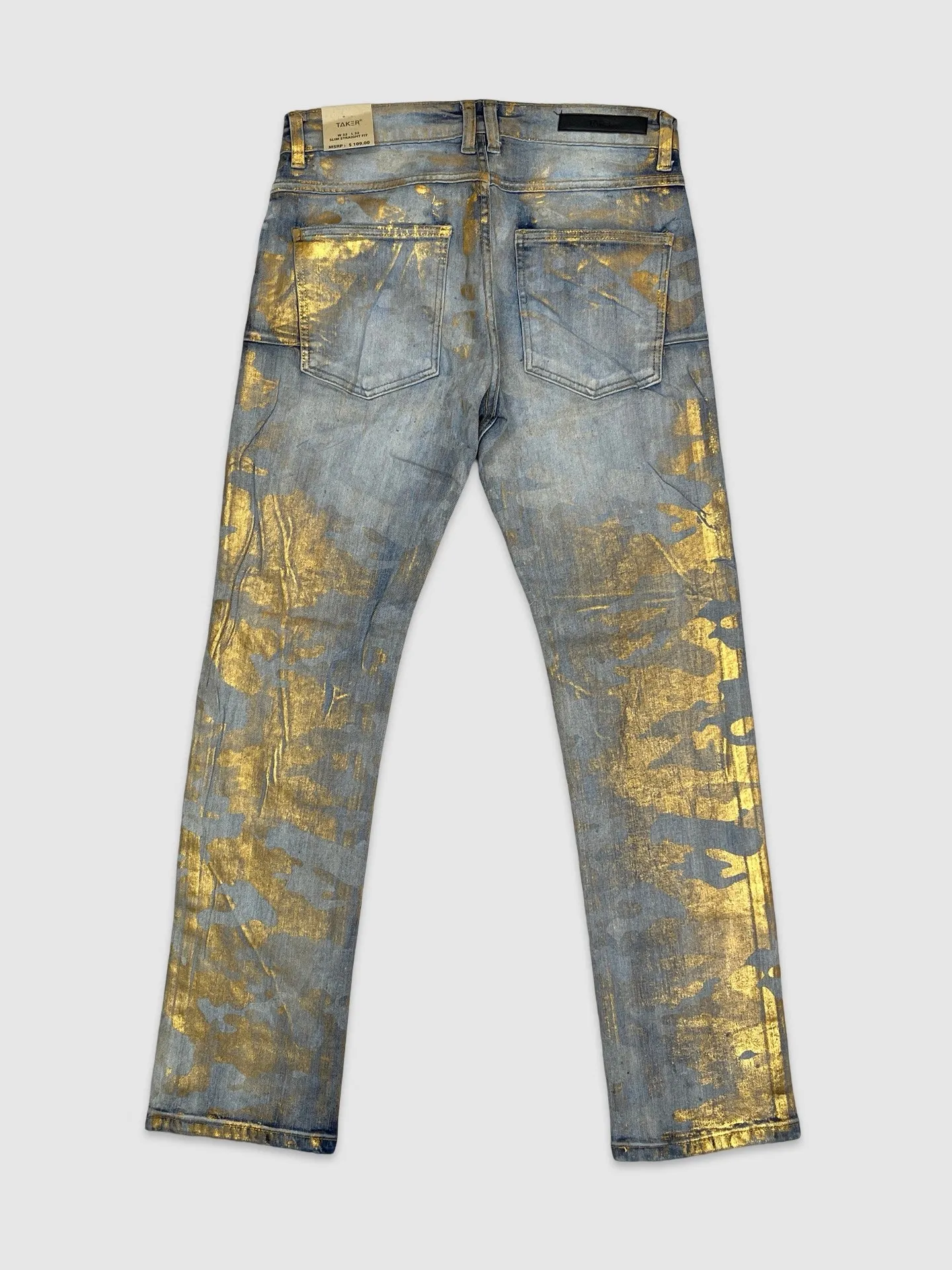 SLE-T4028-Metallic Slim Straight Jeans