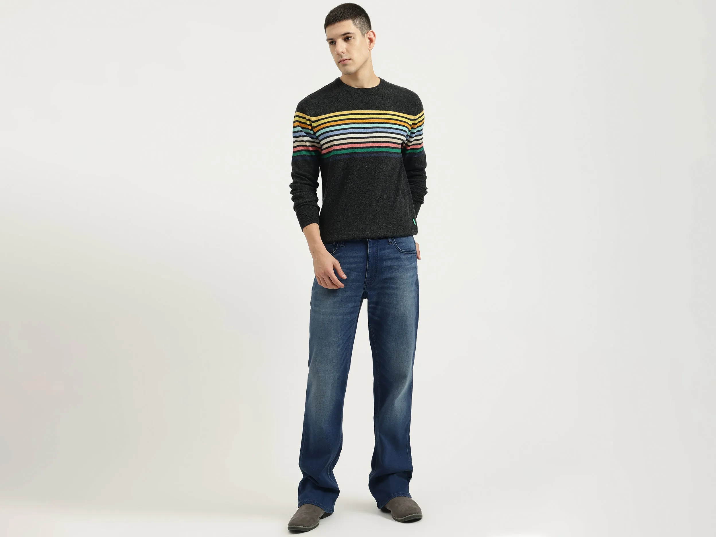 Solid Boot-Leg Fit Jeans