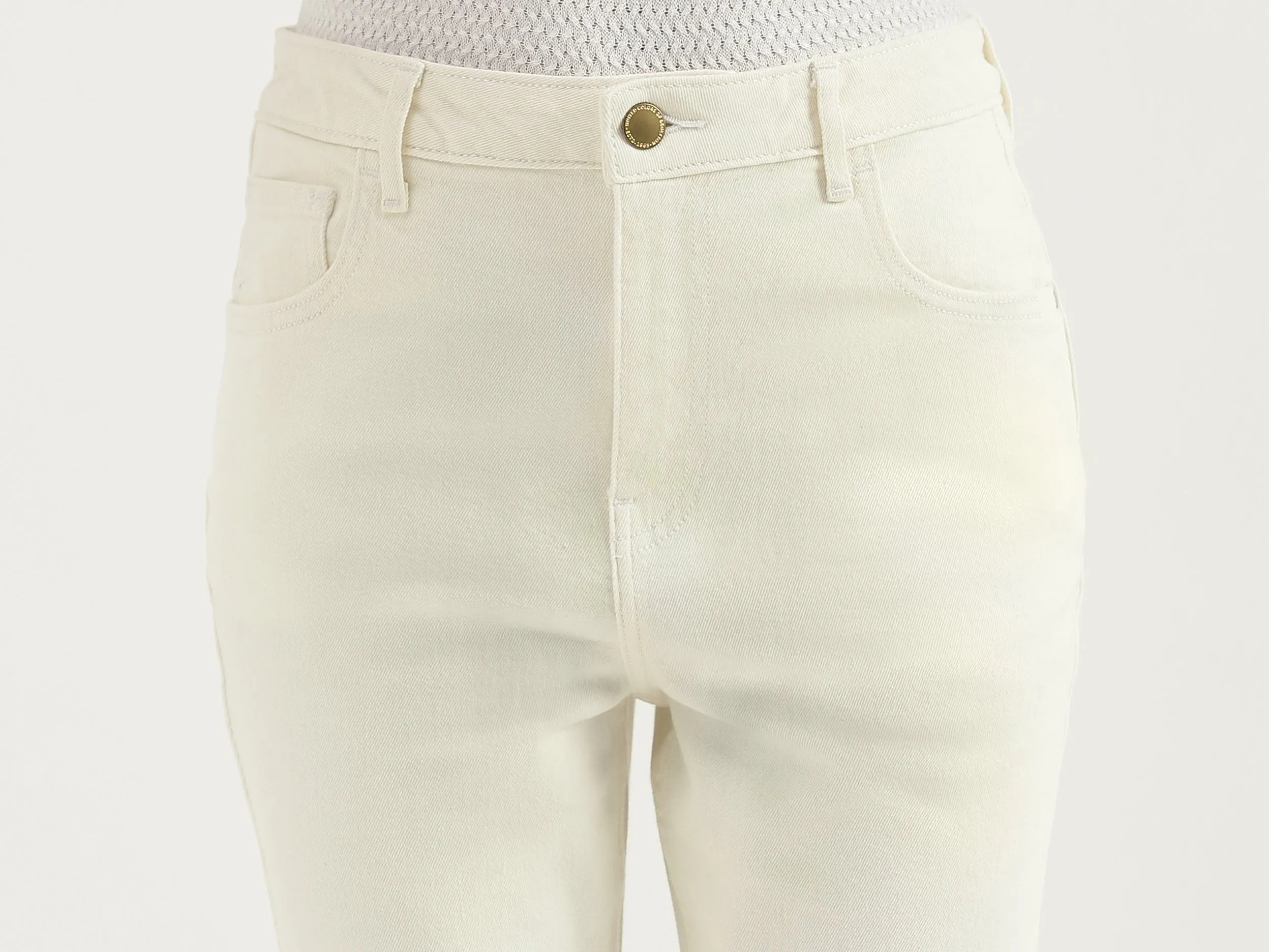 Solid Mid Waist Bootleg Jeans