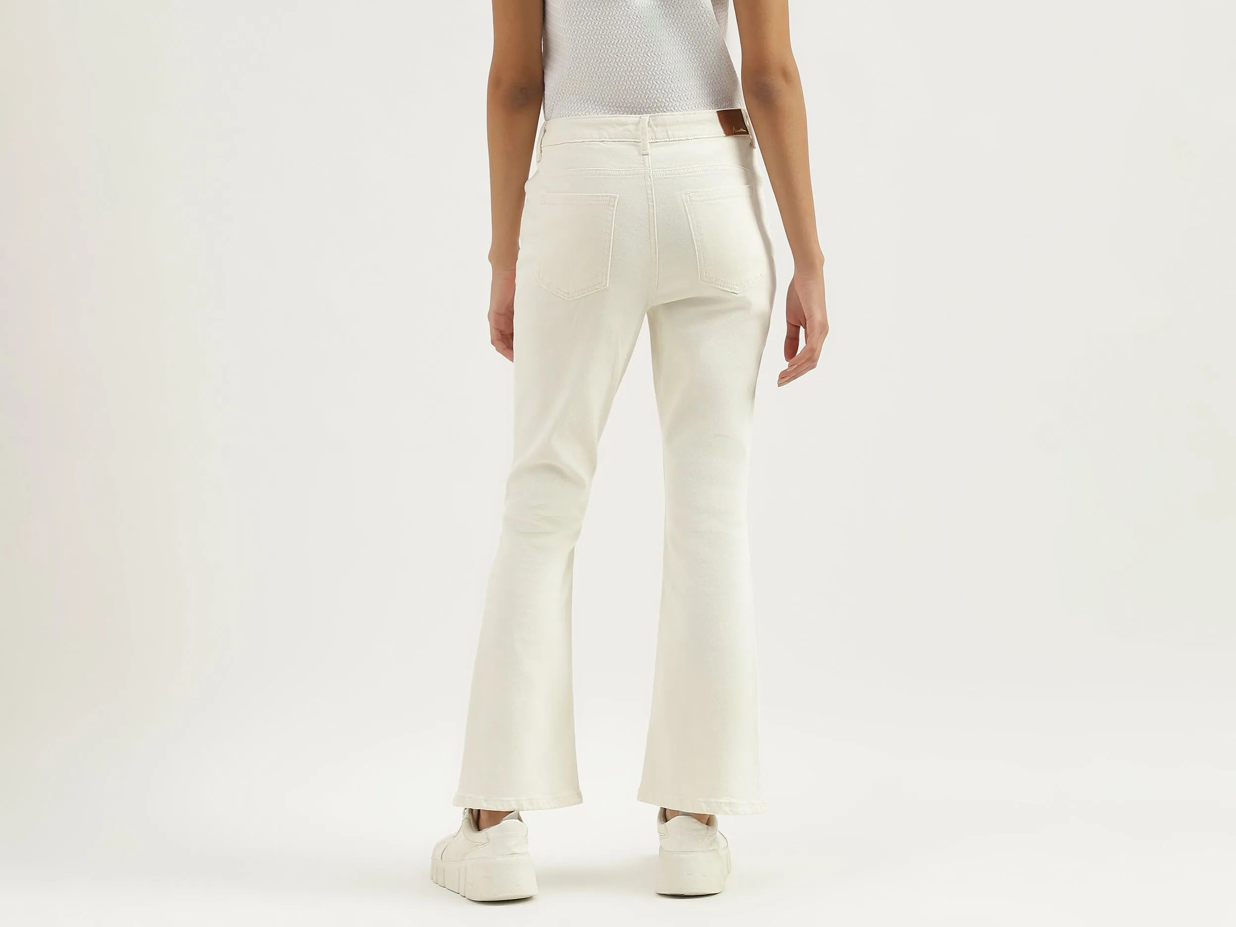 Solid Mid Waist Bootleg Jeans