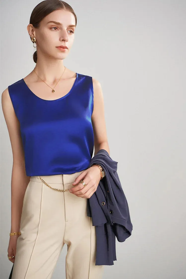 SuyaDream 100% Mulberry Silk Women's Tank Top - Solid Office Lady Style for Spring/Summer