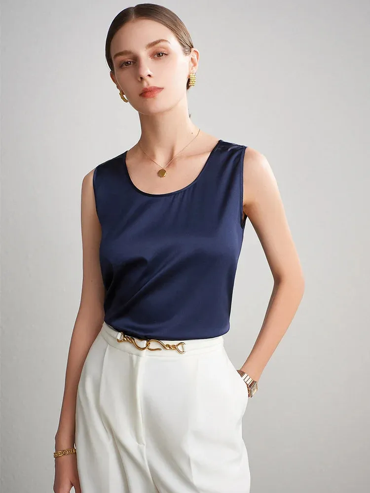 SuyaDream 100% Mulberry Silk Women's Tank Top - Solid Office Lady Style for Spring/Summer