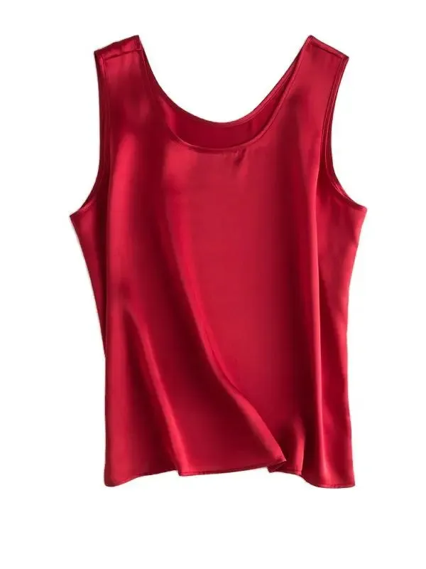 SuyaDream 100% Mulberry Silk Women's Tank Top - Solid Office Lady Style for Spring/Summer