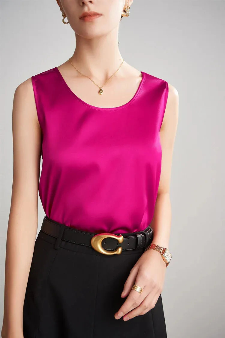 SuyaDream 100% Mulberry Silk Women's Tank Top - Solid Office Lady Style for Spring/Summer