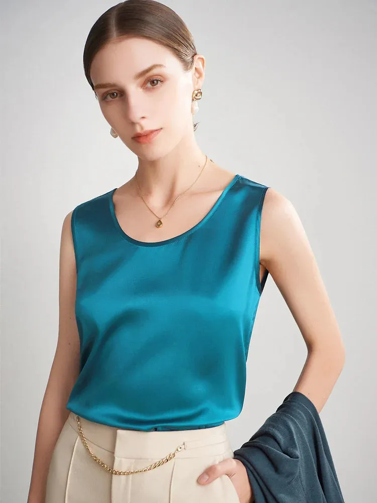 SuyaDream 100% Mulberry Silk Women's Tank Top - Solid Office Lady Style for Spring/Summer