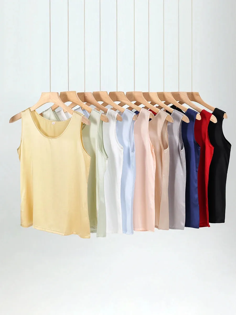 SuyaDream 100% Mulberry Silk Women's Tank Top - Solid Office Lady Style for Spring/Summer