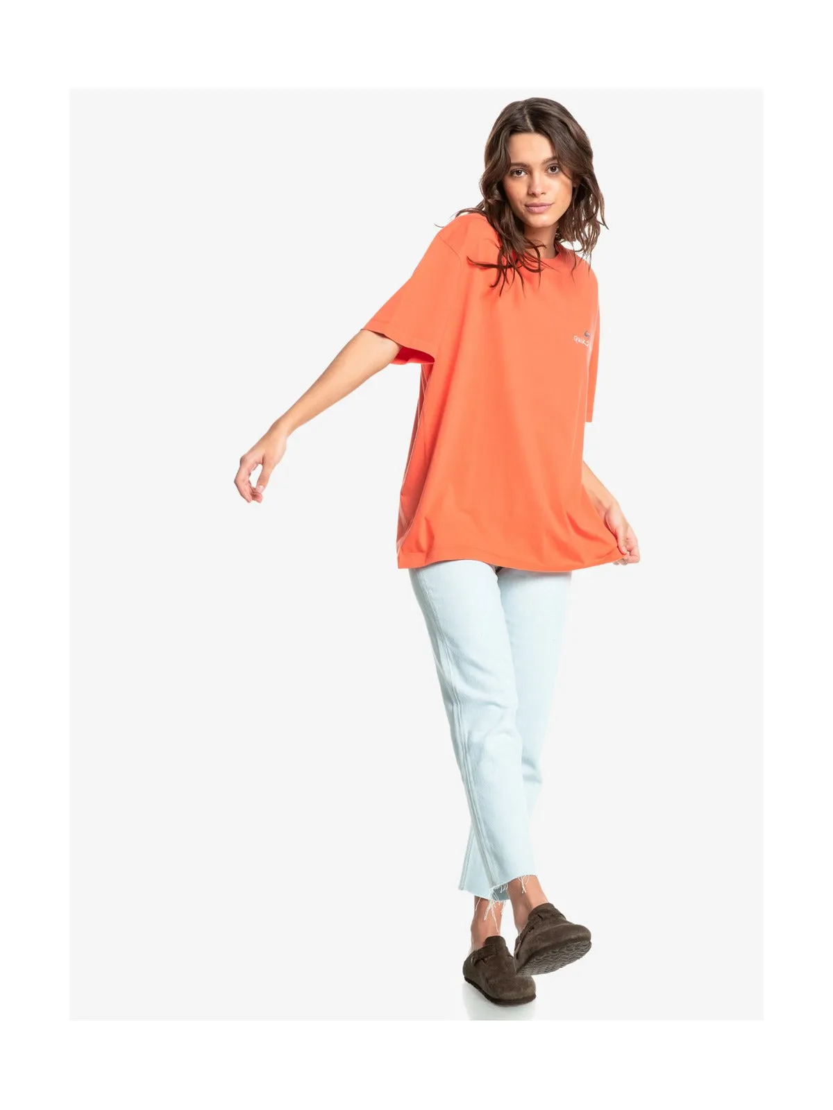 T-Shirt damski QUIKSILVER Boyfriend classic W Tees - pomarańczowy