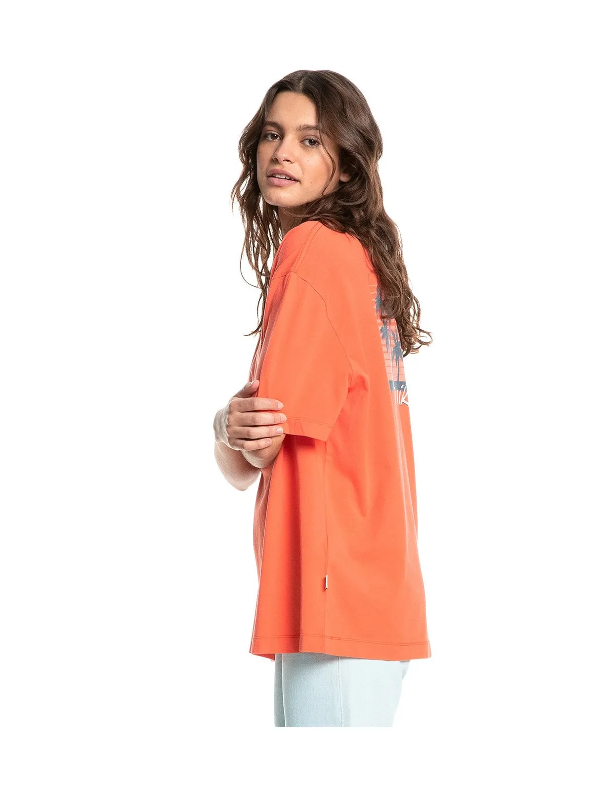 T-Shirt damski QUIKSILVER Boyfriend classic W Tees - pomarańczowy