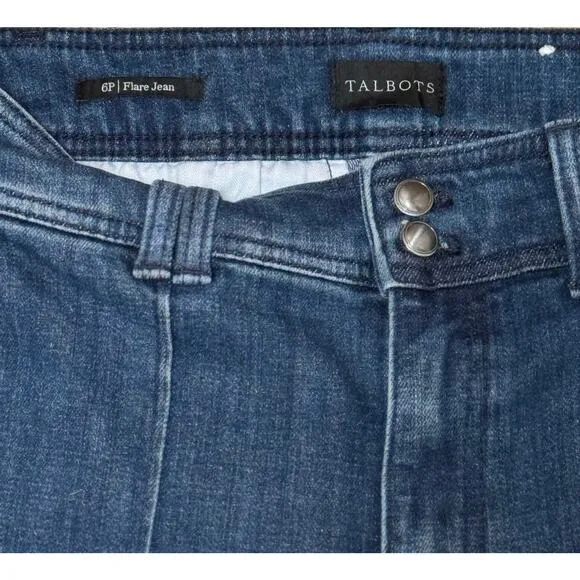 TALBOTS FLARE LEG PINTUCK JEANS  LAPIS WASH
