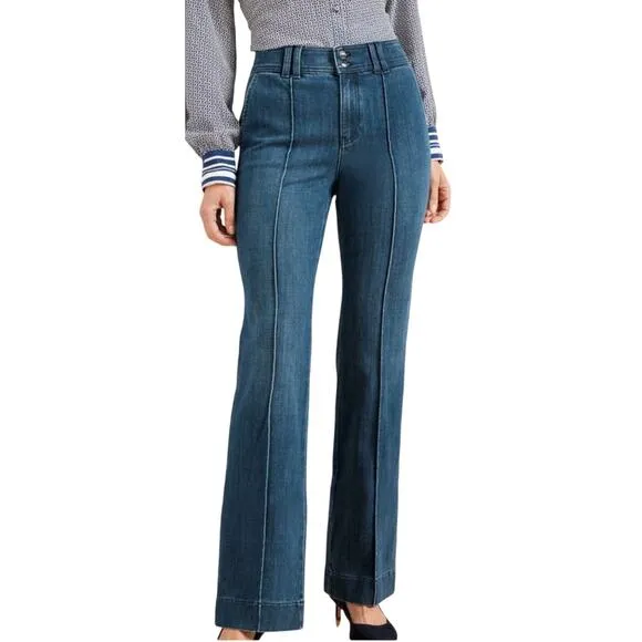 TALBOTS FLARE LEG PINTUCK JEANS  LAPIS WASH