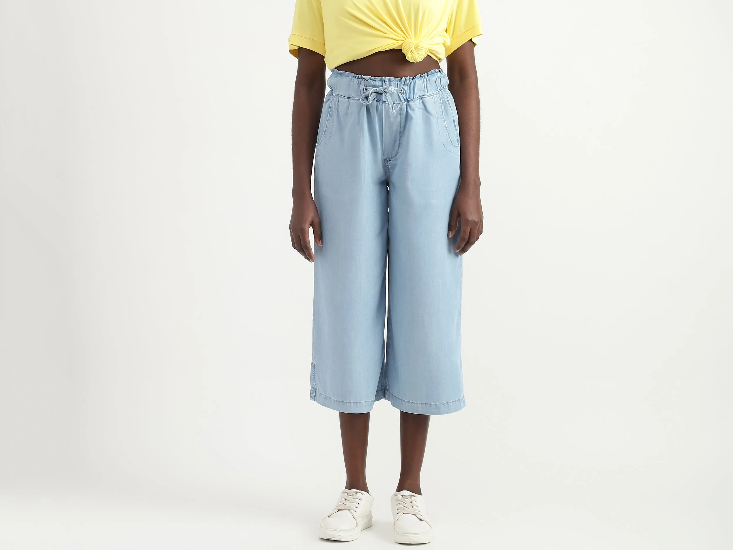 Tencel Solid Below Knee Length Women Trousers