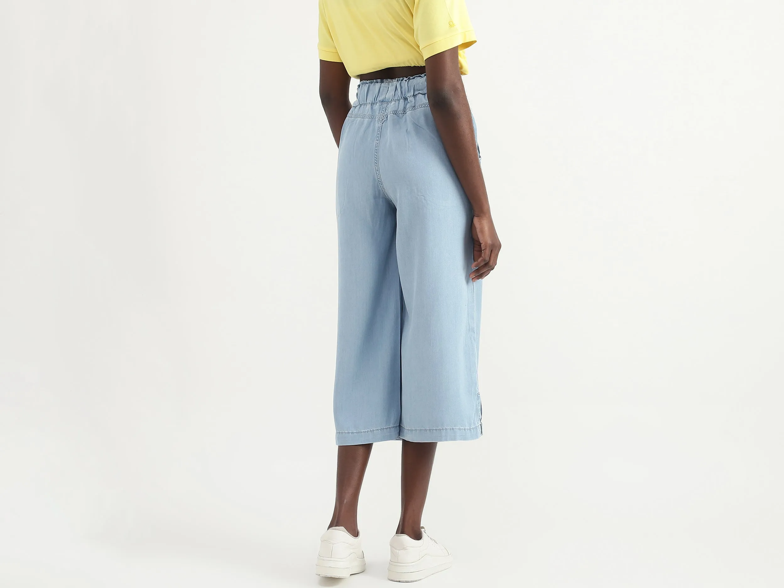Tencel Solid Below Knee Length Women Trousers