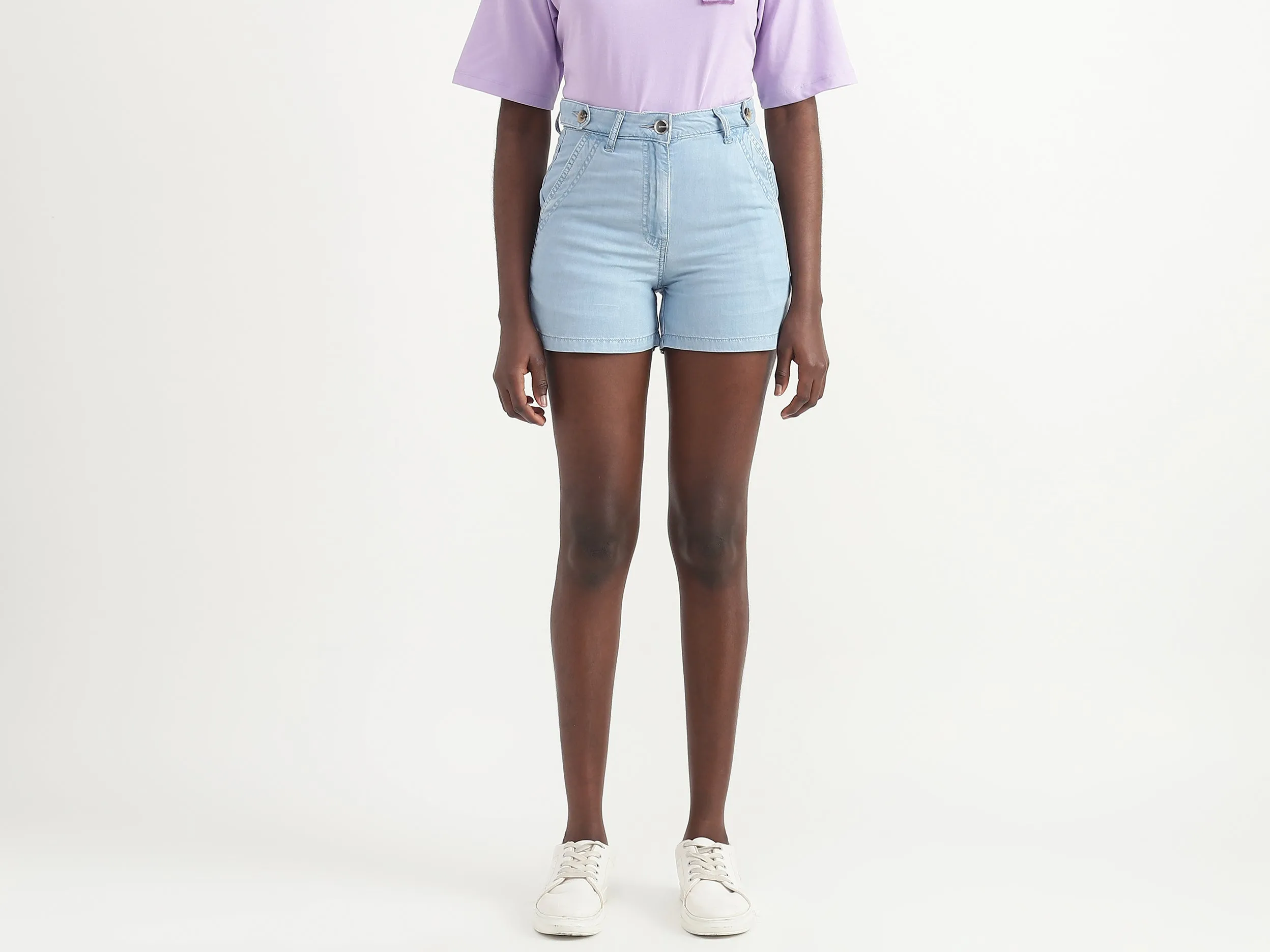 Tencel Solid Regular Length Women Shorts