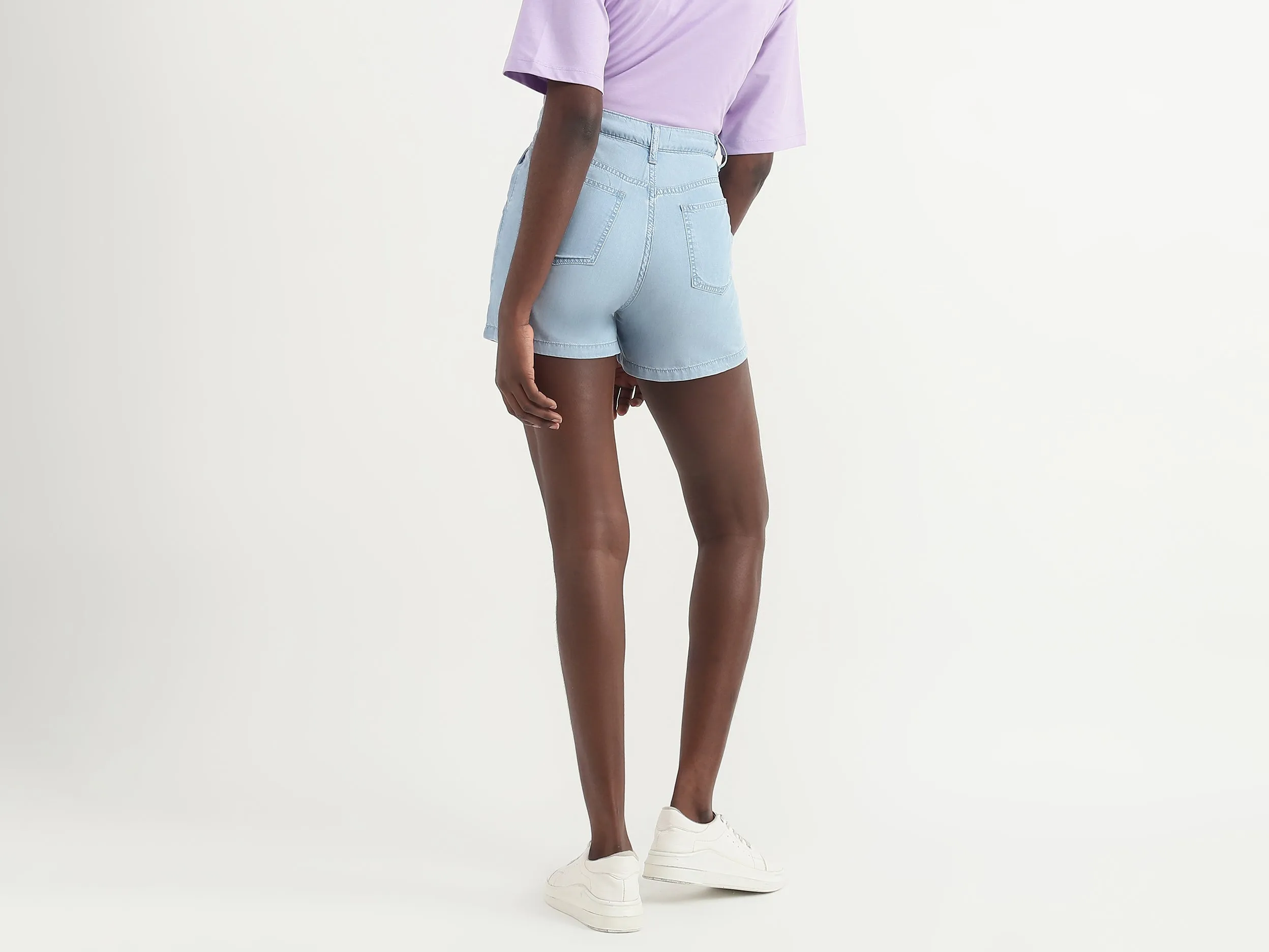 Tencel Solid Regular Length Women Shorts