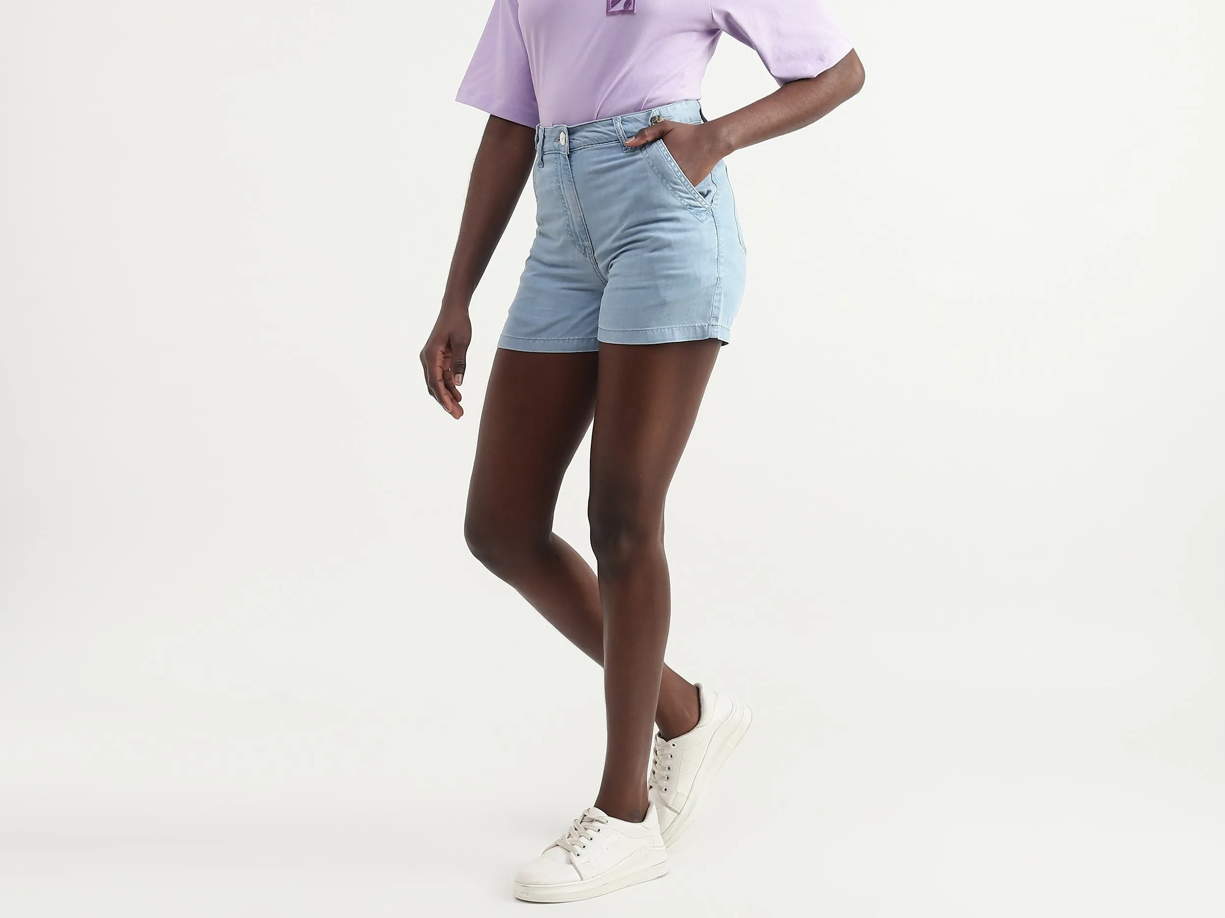 Tencel Solid Regular Length Women Shorts