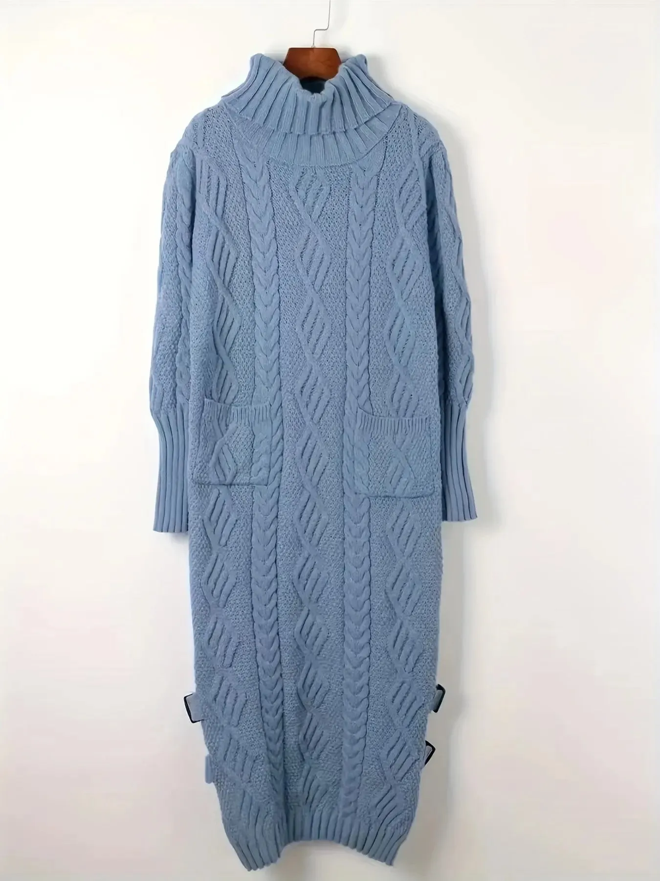 Thick Knit Sweater Dress with Pockets