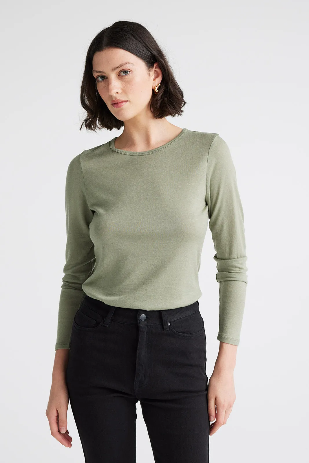Toorallie. II Crew Merino Tee - sage green
