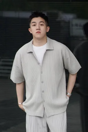 TrendWear Miyake Plisseé Kurzarmhemd