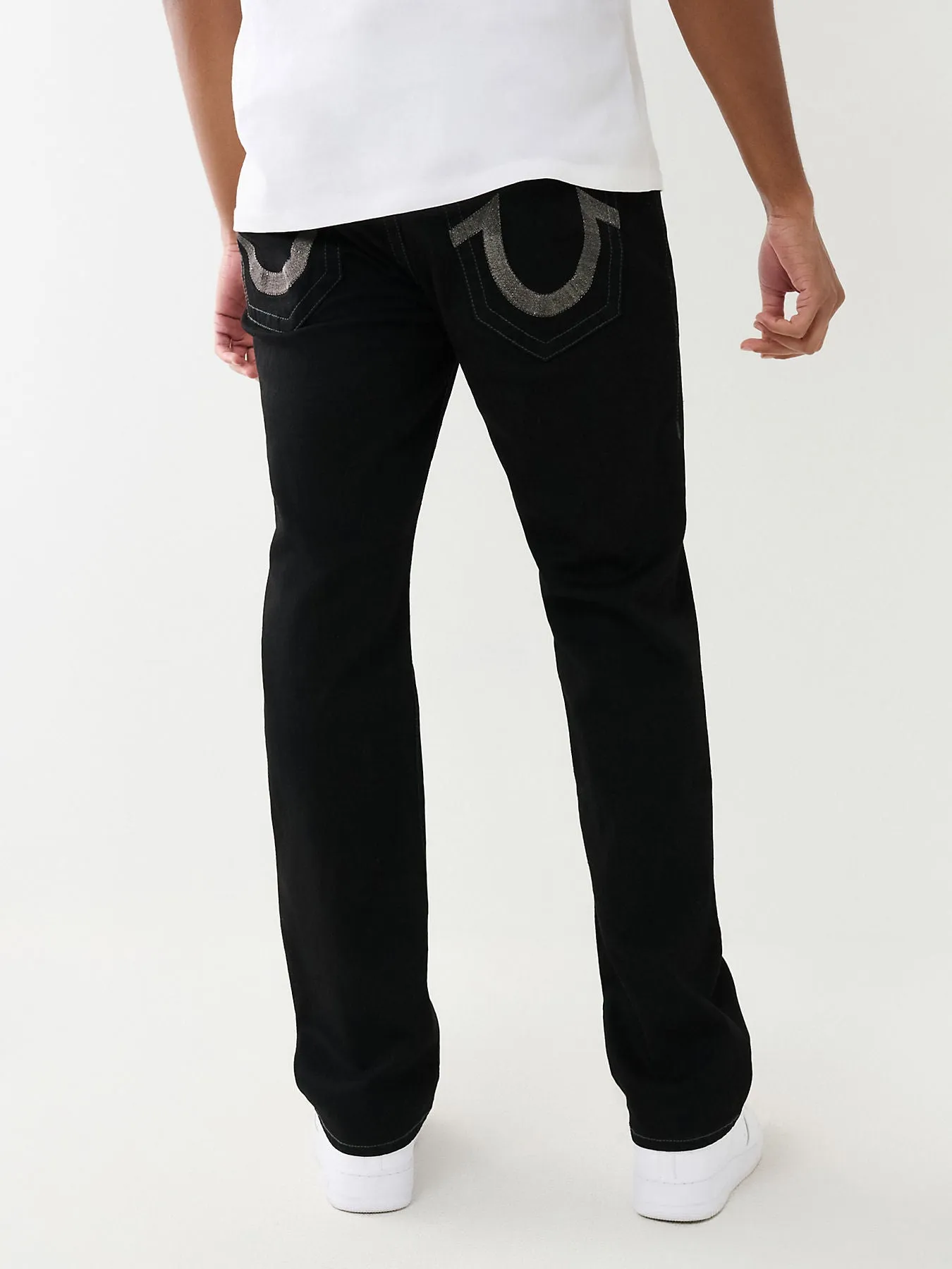 True Religion Mens SN Ricky Straight Fit Black Mid Rise Jeans
