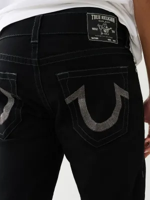 True Religion Mens SN Ricky Straight Fit Black Mid Rise Jeans