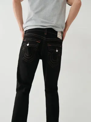 True Religion Mens SN Ricky Straight Fit Black Mid Rise Jeans