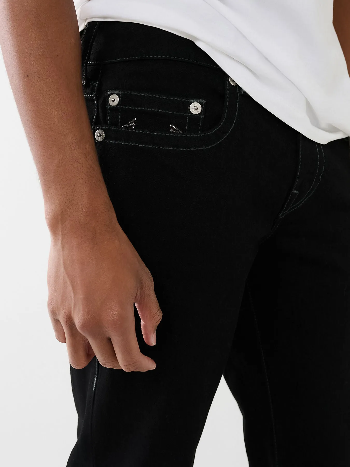 True Religion Mens SN Ricky Straight Fit Black Mid Rise Jeans