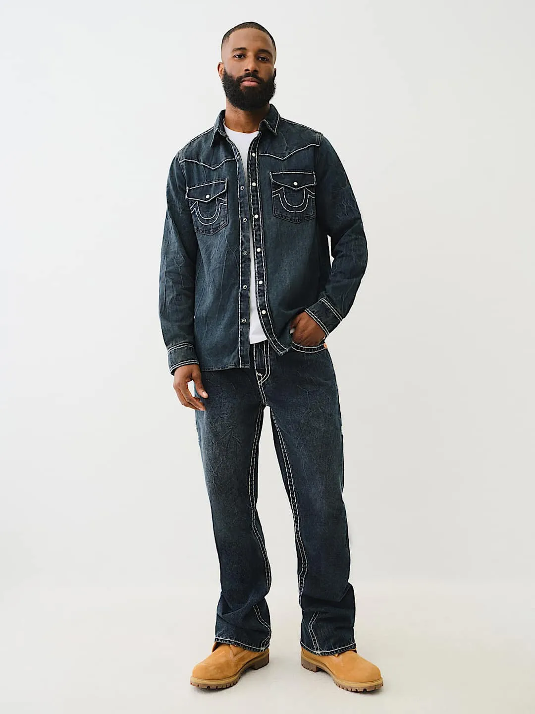 True Religion Super T Billy Bootcut Blue Mid Rise Washed Jeans