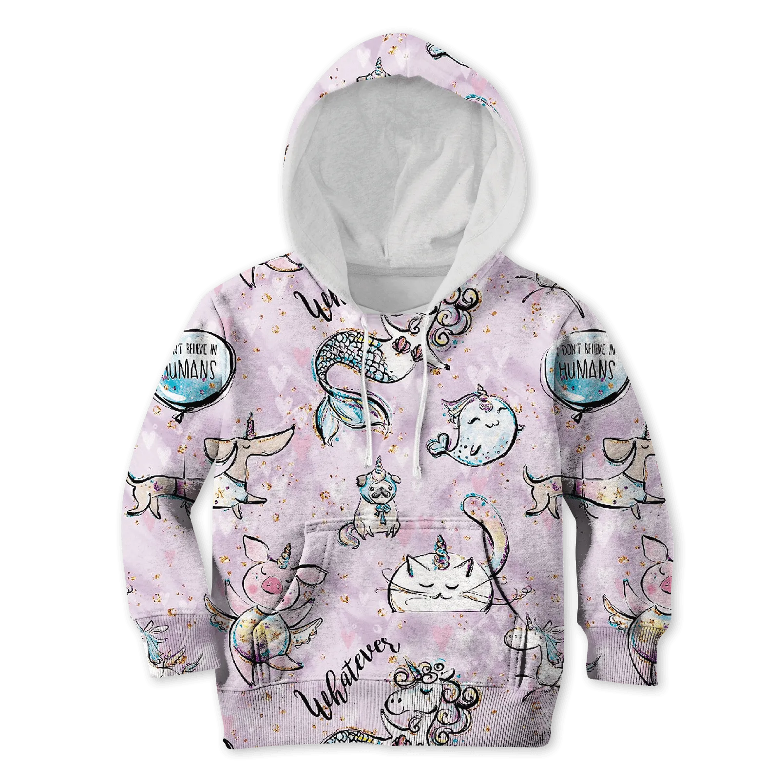 Unicorn Whatever Don't Believe In Humans Custom Cosplay Kid Hoodie