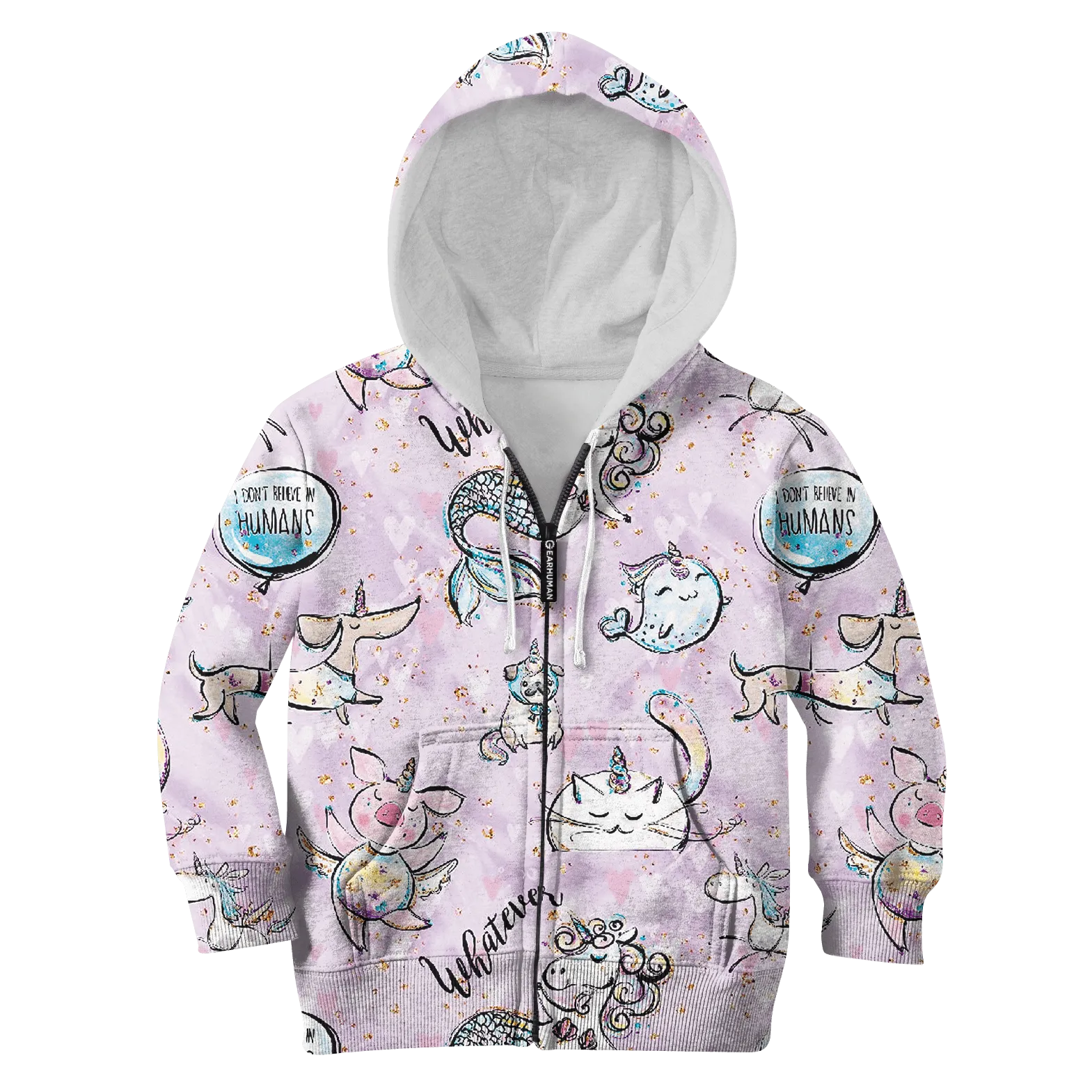 Unicorn Whatever Don't Believe In Humans Custom Cosplay Kid Hoodie