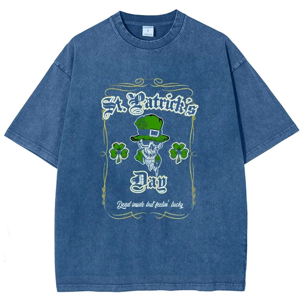 Unisex Vintage Be Lucky With Shamrock For St. Patrick's Day Graphic Washed Tee