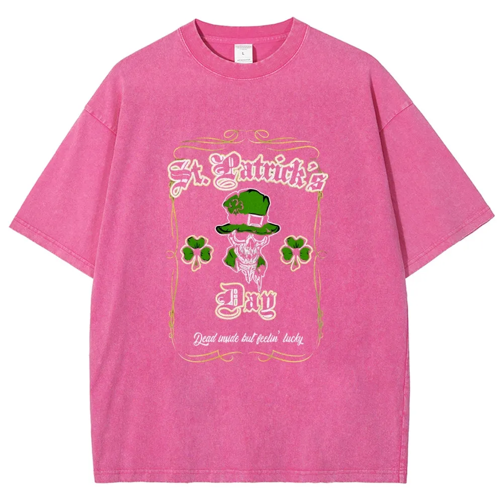 Unisex Vintage Be Lucky With Shamrock For St. Patrick's Day Graphic Washed Tee