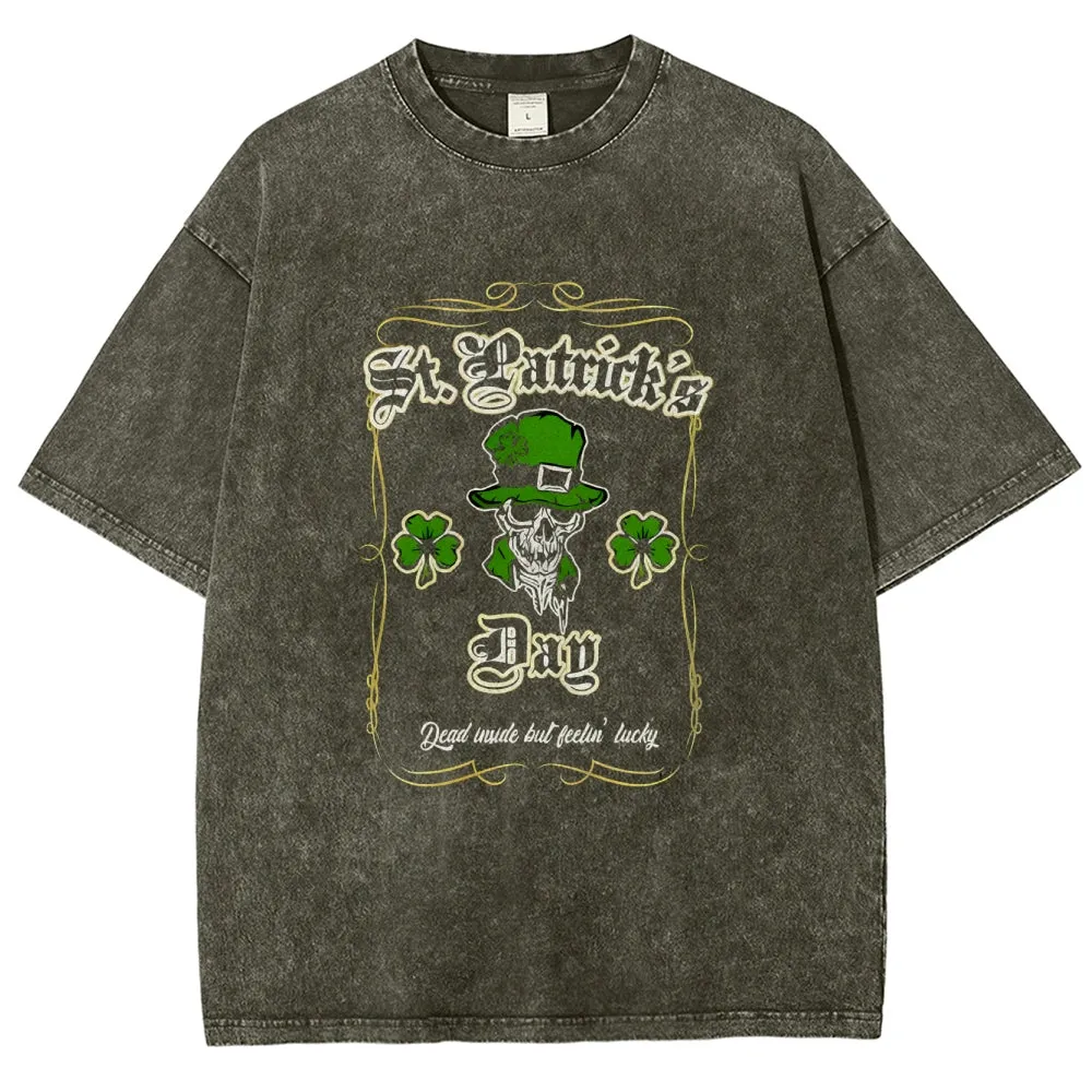 Unisex Vintage Be Lucky With Shamrock For St. Patrick's Day Graphic Washed Tee