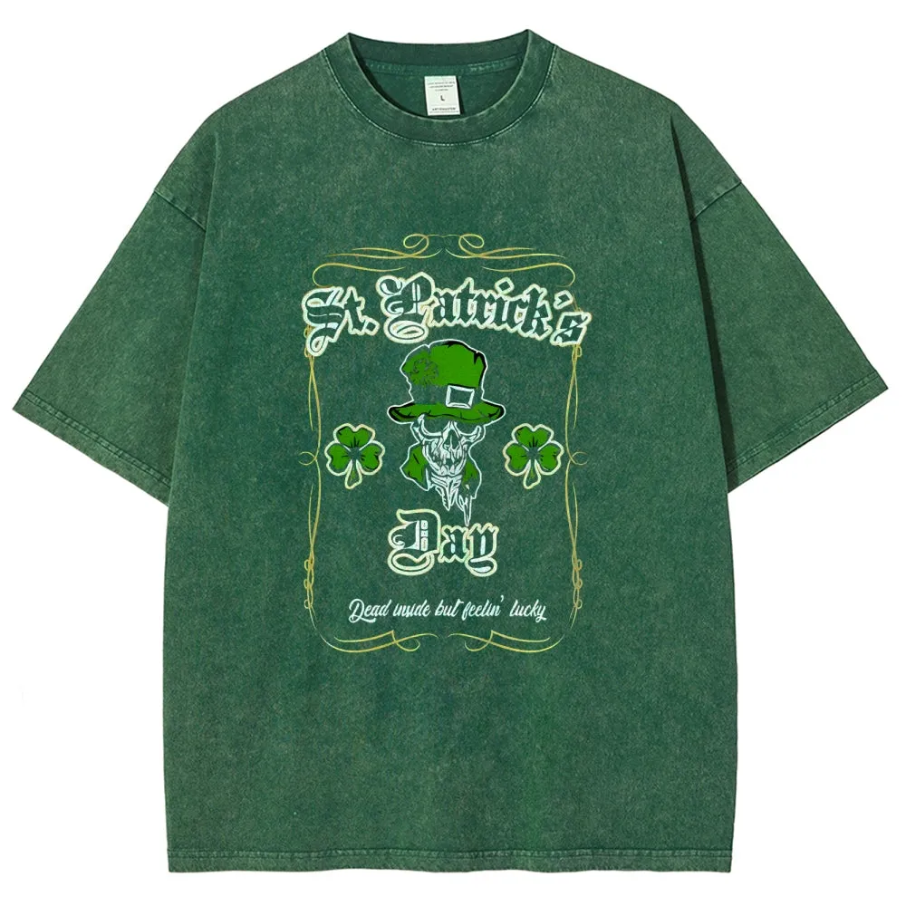 Unisex Vintage Be Lucky With Shamrock For St. Patrick's Day Graphic Washed Tee