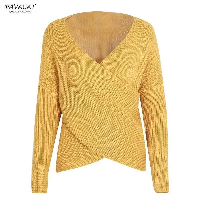 V Neck Cross Knitting Sweater - Gray