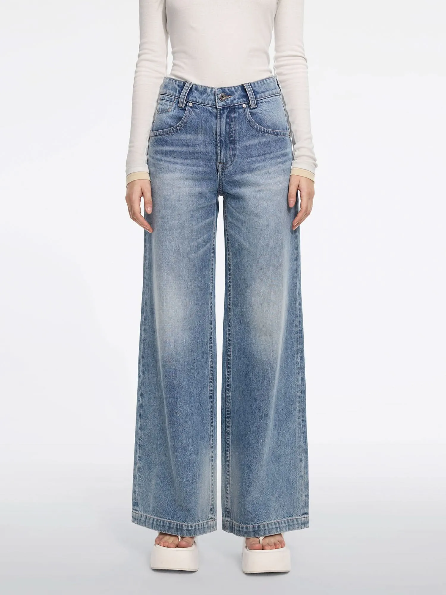 Vintage Mid-Rise Flared Jeans-FLM
