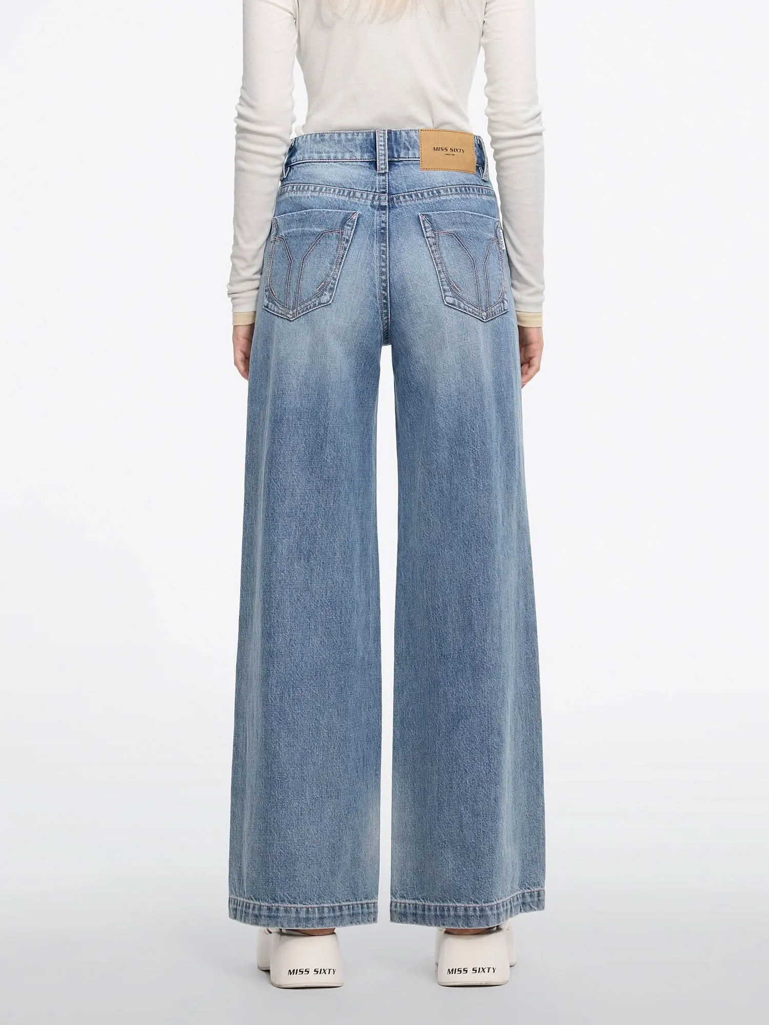 Vintage Mid-Rise Flared Jeans-FLM