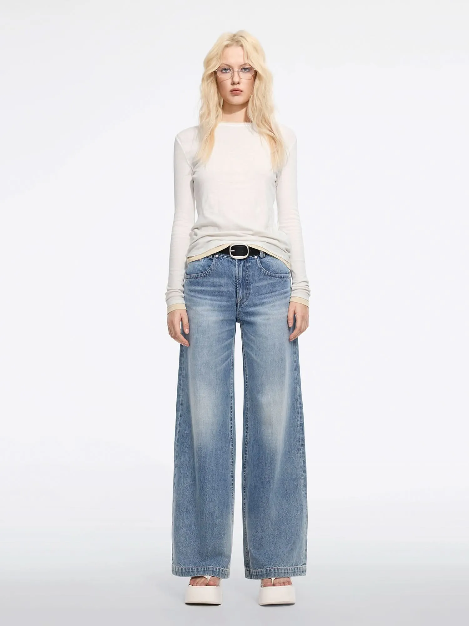 Vintage Mid-Rise Flared Jeans-FLM
