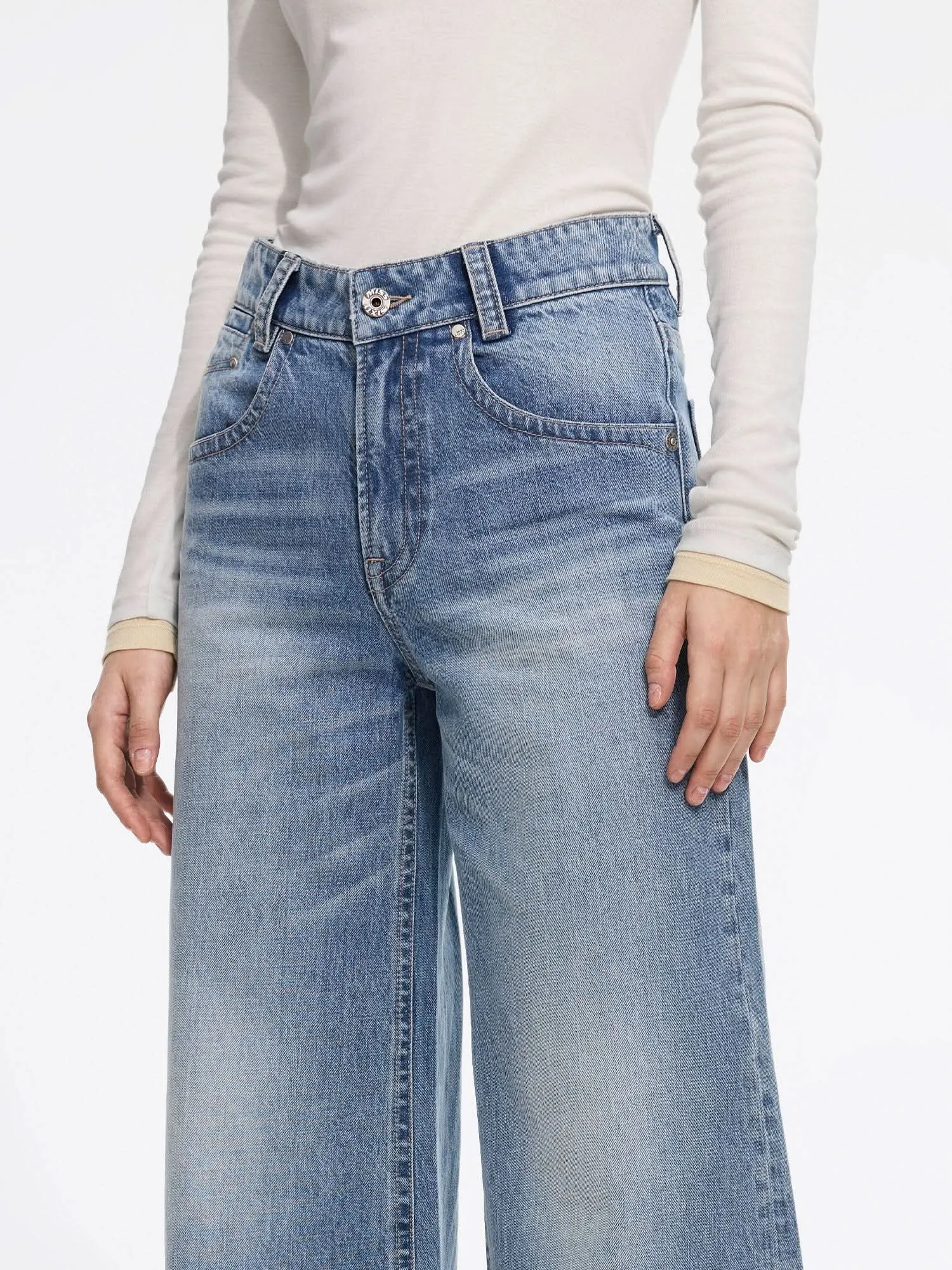 Vintage Mid-Rise Flared Jeans-FLM