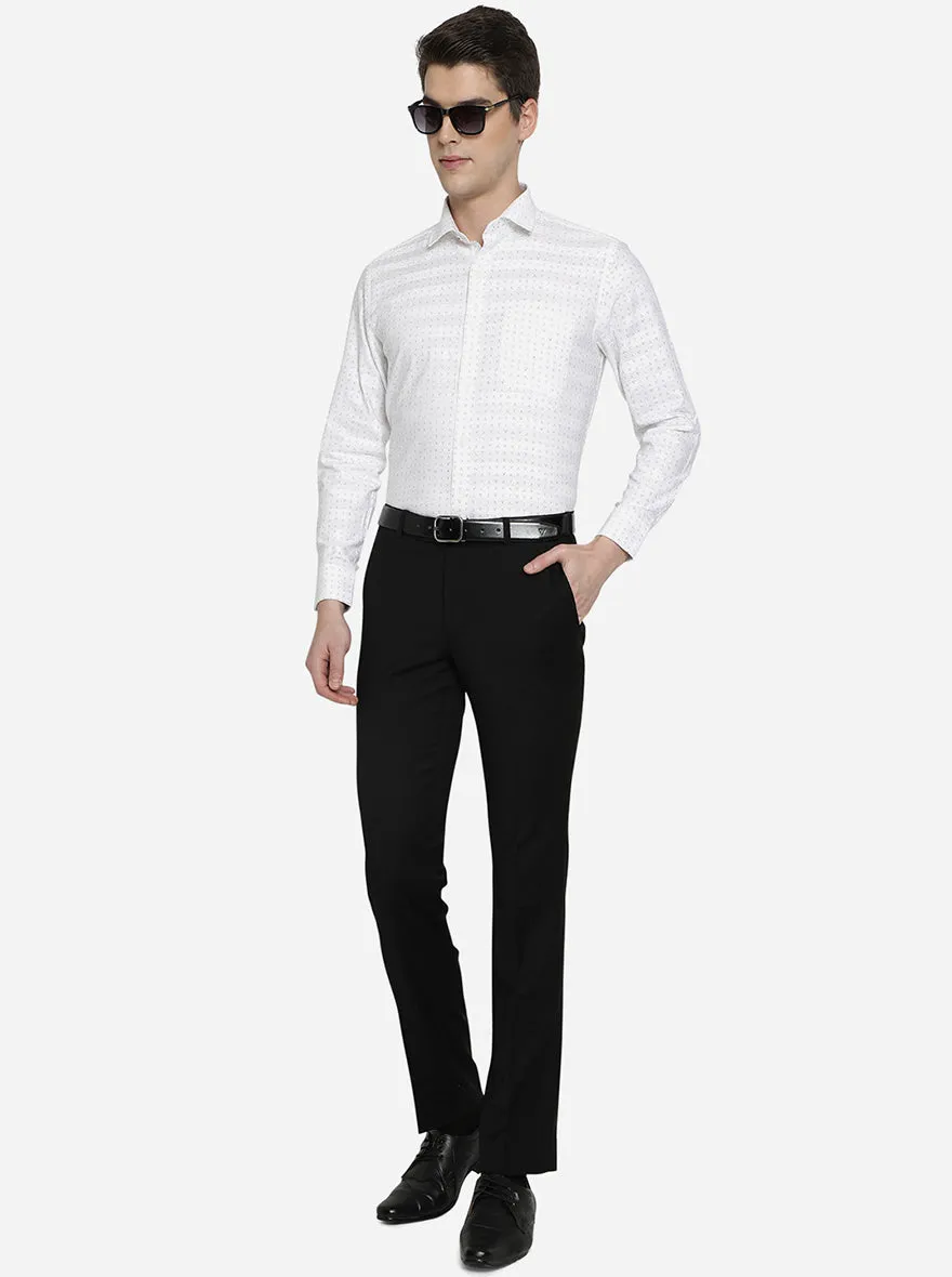 White & Black Printed Slim Fit Formal Shirt | Greenfibre