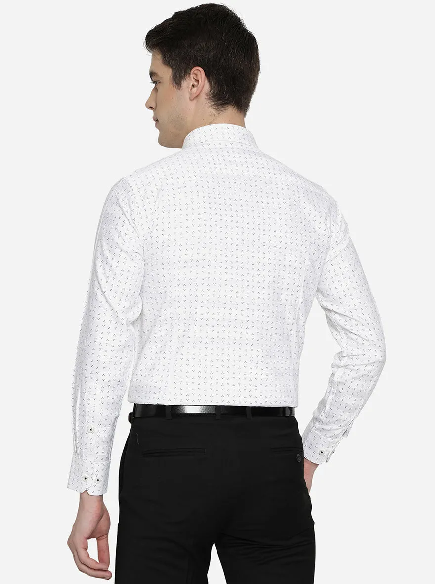 White & Black Printed Slim Fit Formal Shirt | Greenfibre