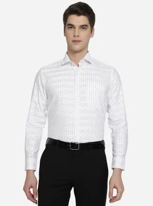 White & Black Printed Slim Fit Formal Shirt | Greenfibre
