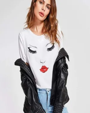 White Face Cotton Printed T-Shirt For Women