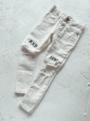 White Logo Jeans