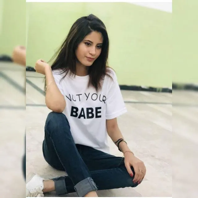 White Not Your Babe Cotton Printed T-Shirts For Women