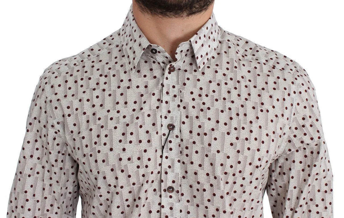 White Red Polka Dot Slim Fit GOLD Shirt