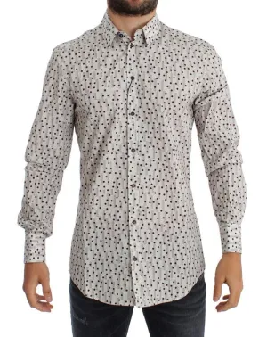 White Red Polka Dot Slim Fit GOLD Shirt