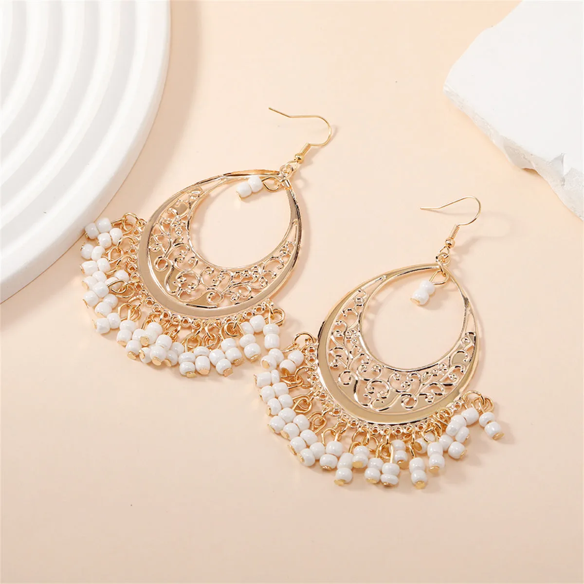 White Turquoise & 18K Gold-Plated Openwork Filigree Drop Earrings