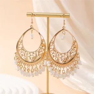 White Turquoise & 18K Gold-Plated Openwork Filigree Drop Earrings