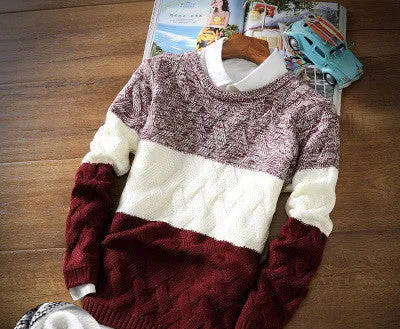 winter pullover sweater brand knitting long sleeve O-neck Slim Korean fashion clothes men sweater MY13